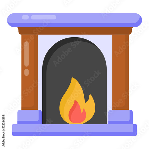 
Flat editable trendy icon of fireplace  

