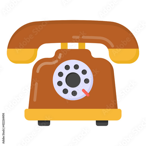 
A vector design of landline, flat icon of vintage telephone 

