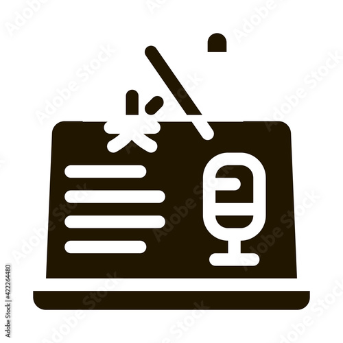 Laptop Translation Program Icon Vector
