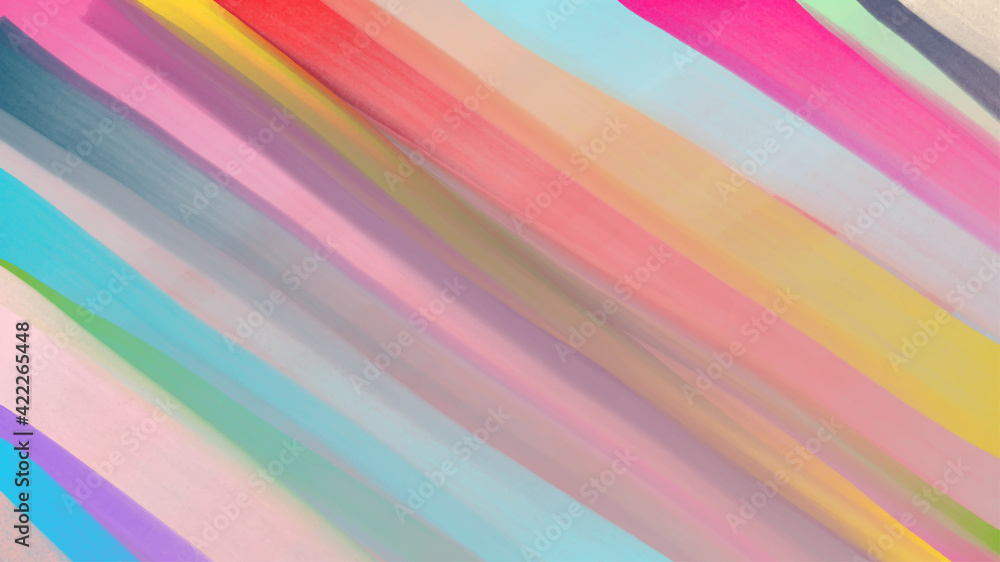 Obraz premium Vector hand drawn painting. Abstract art brush strokes of paint. Freehand painting on canvas. Artistic colorful stripes. Poster or banner. Spots of paint. Trend contemporary art. Colorful canvas.