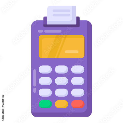
Cash till with invoice, pos machine flat vector design 

