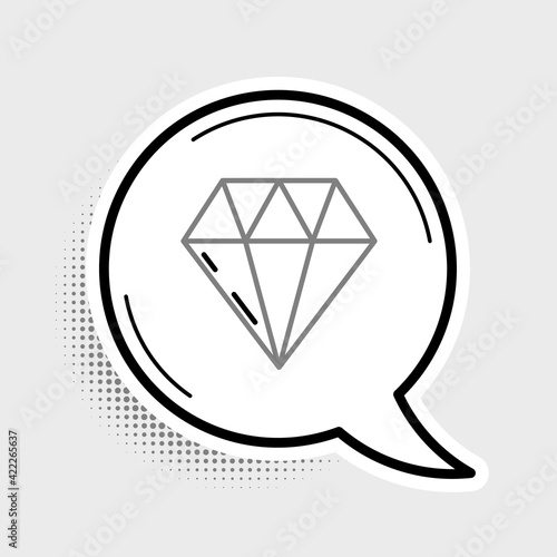 Line Diamond icon isolated on grey background. Jewelry symbol. Gem stone. Colorful outline concept. Vector