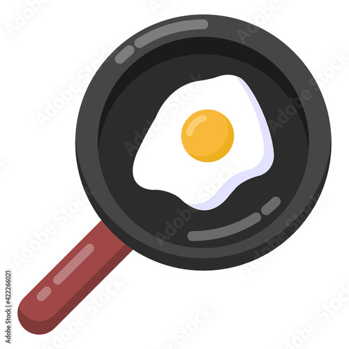 
Icon of fried egg in flat vector design.

