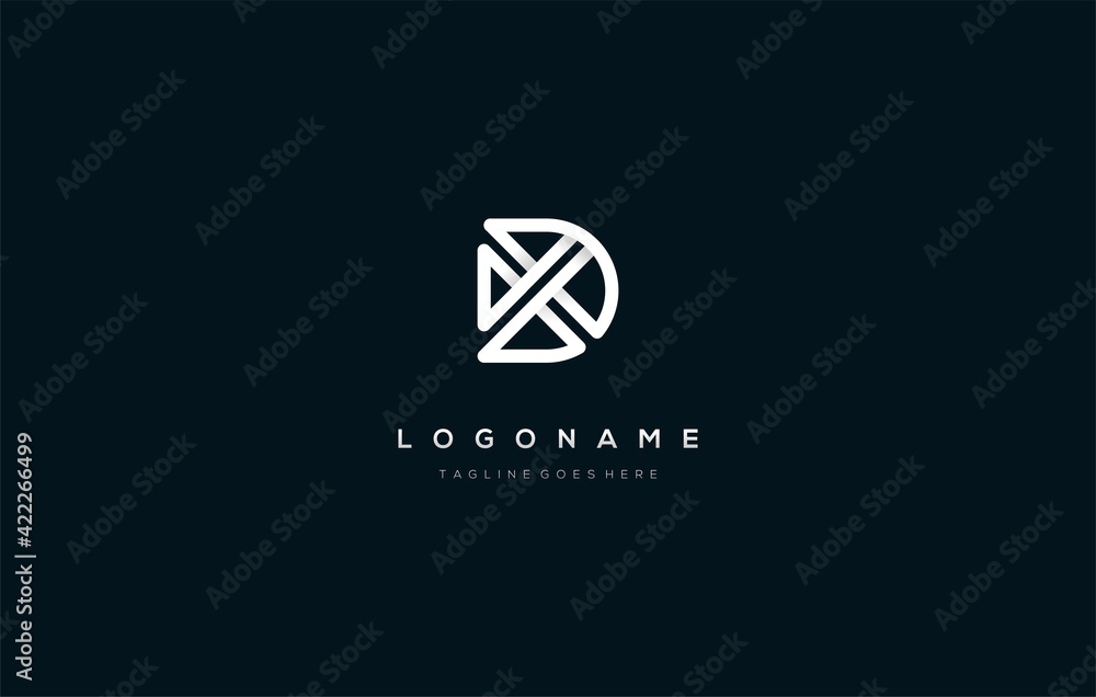 Naklejka premium initial letter DX XD combine logo design monoline