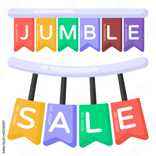 
Jumble sale in flat trendy and editable vector  

