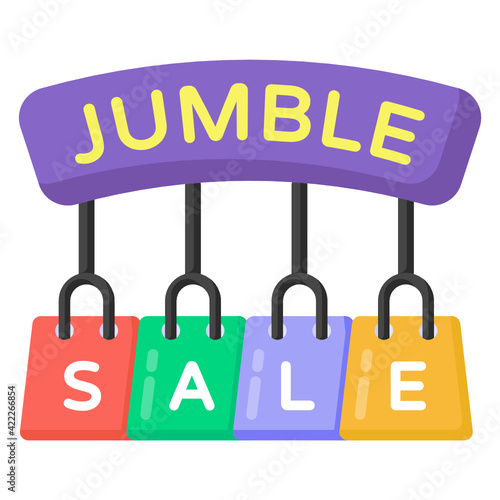 
Jumble shopping sale in flat trendy and editable vector  

