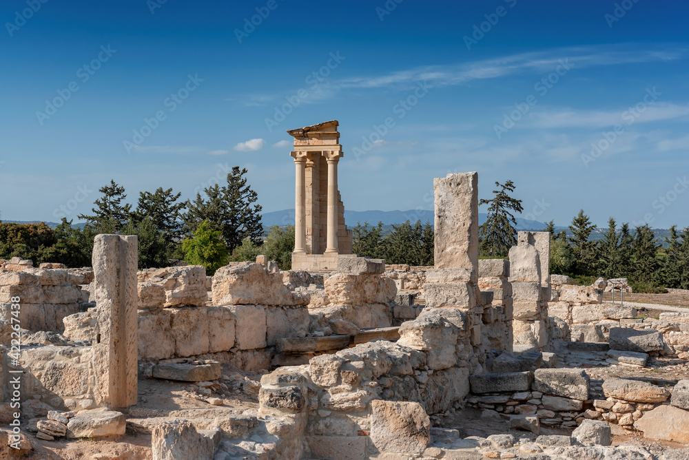 Old Greek ruins of the Sanctuary of Apollo Hylates, city of Kourion near Limassol, Cyprus.