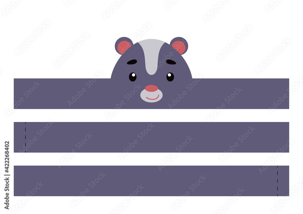 Vecteur Stock Printable skunk paper crown. Party headband die cut ...