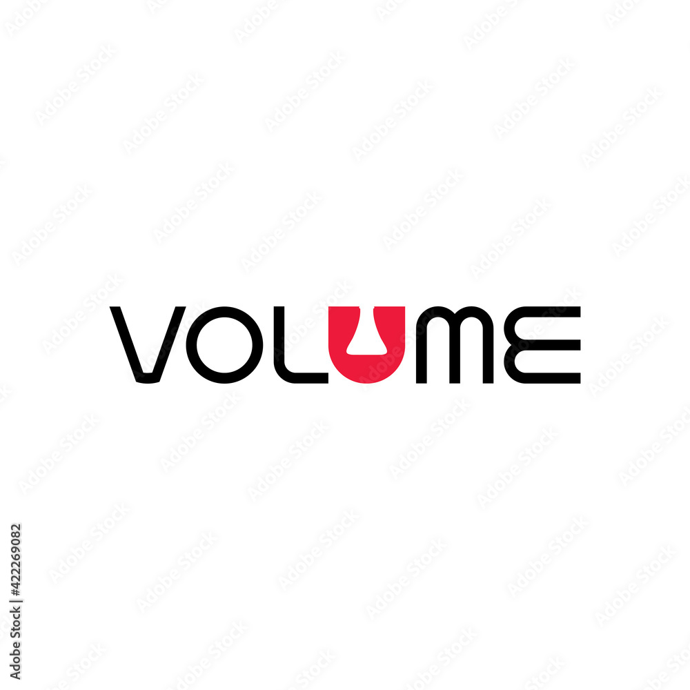 Liquid VOLUME letter with chemical glass logo design vector