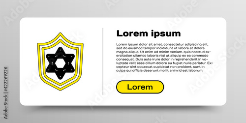 Line Shield with Star of David icon isolated on white background. Jewish religion symbol. Symbol of Israel. Colorful outline concept. Vector