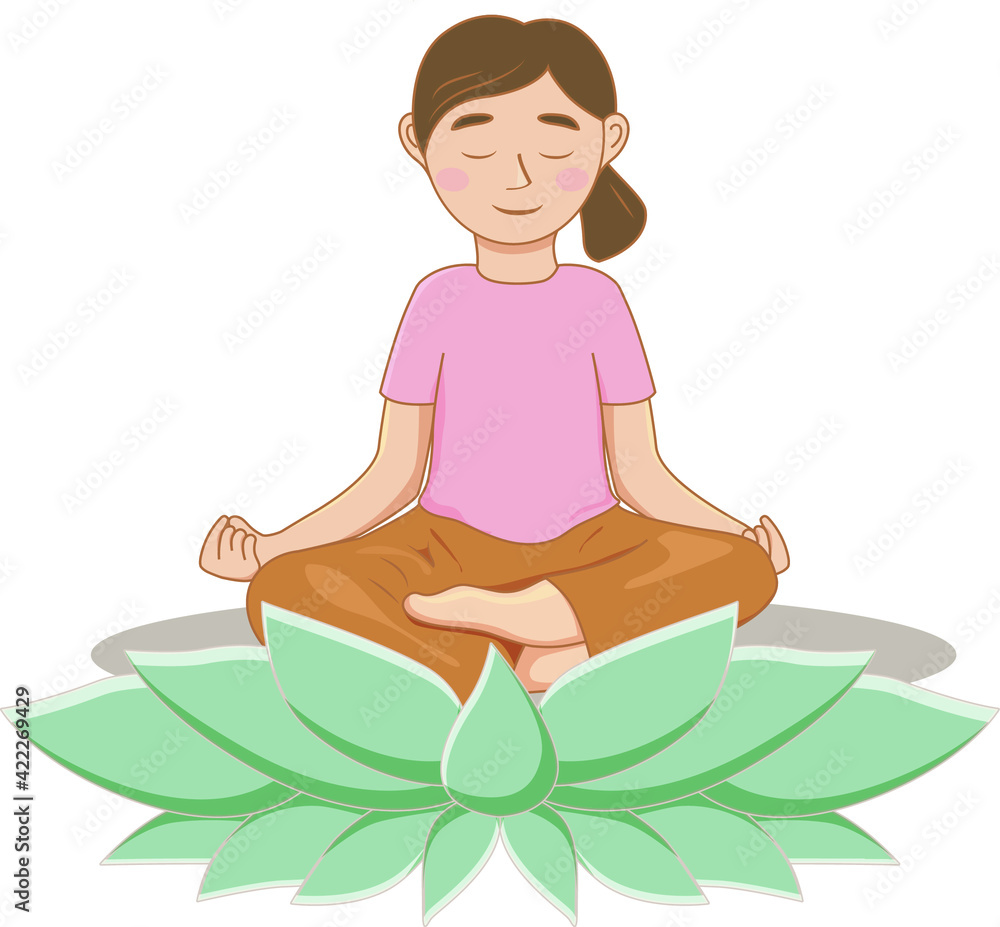 little girl sitting cross legged in lotus pose. Yoga kids vector illustration little girl sitting cross legged in lotus pose. Yoga kids vector illustration
