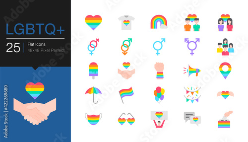 LGBTQ icons. Flat design. LGBT or GLBT is an initialism that stands for lesbian, gay, bisexual, and transgender.