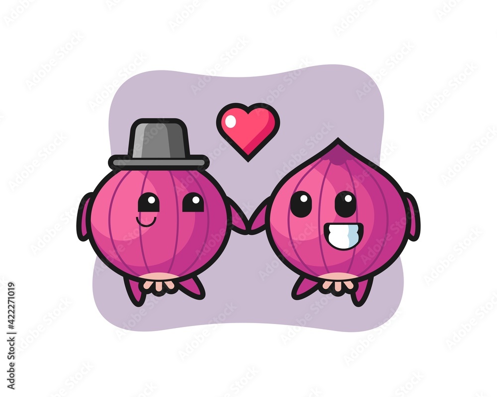 Obraz premium onion cartoon character couple with fall in love gesture