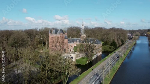 Castle Nyenrode in Breukelen, the Netherlands, business school, Aerial photo