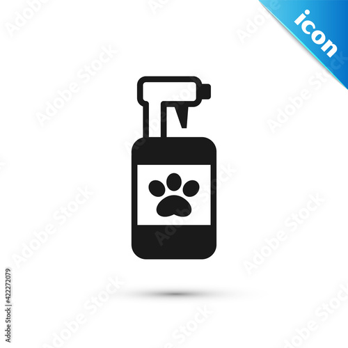 Grey Pet shampoo icon isolated on white background. Pets care sign. Dog cleaning symbol. Vector