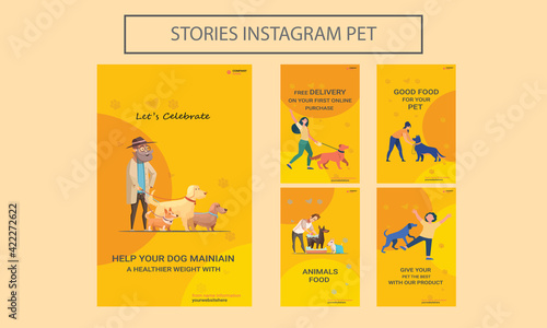 Instagram Stories Pet Set. National Pet Day. social media post. Promotional Poster. holiday design. Poster, Flyer, Banner.