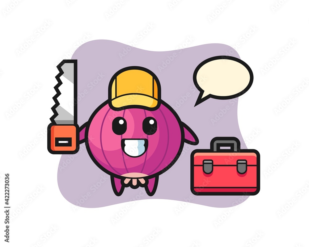 Fototapeta premium Illustration of onion character as a woodworker