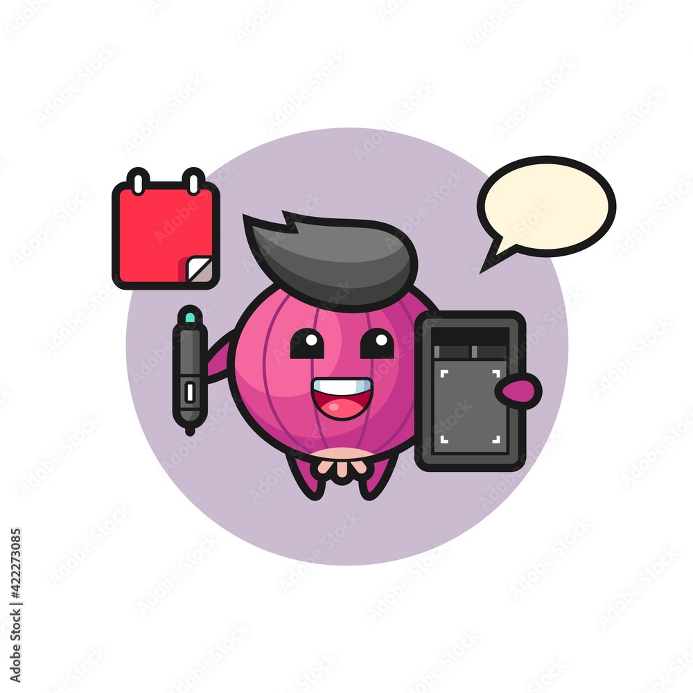 Illustration of onion mascot as a graphic designer Illustration of onion mascot as a graphic designer