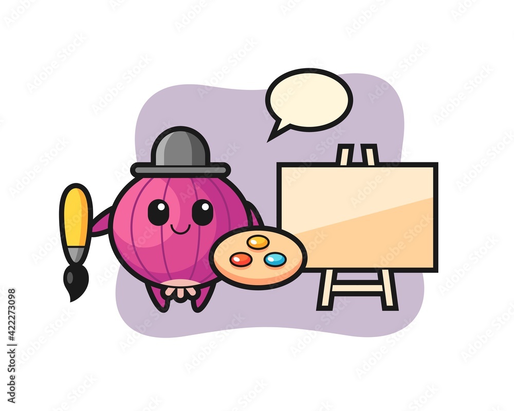 Fototapeta premium Illustration of onion mascot as a painter