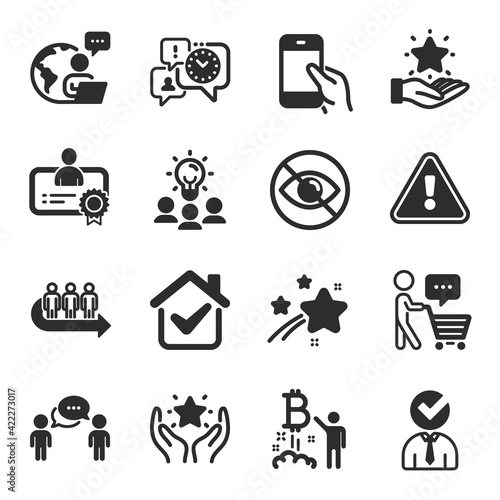 Set of People icons, such as Ranking, Loyalty program, Certificate symbols. Vector