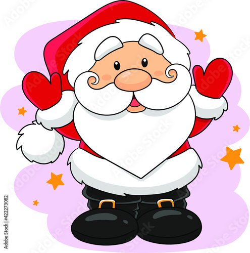 Santa Claus. Christmas and New year cute funny cartoon character Santa Claus in red suit and white beard. Vector illustration. The background can be easily removed. 