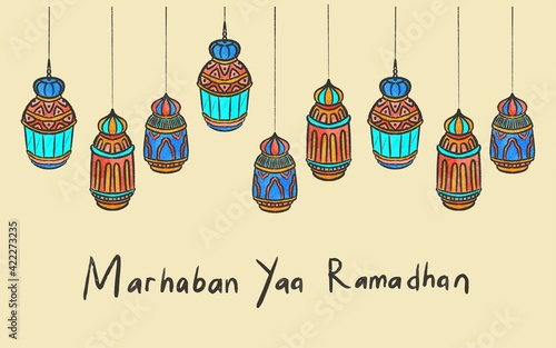 cute colorful marhaban yaa ramadan decoration photo