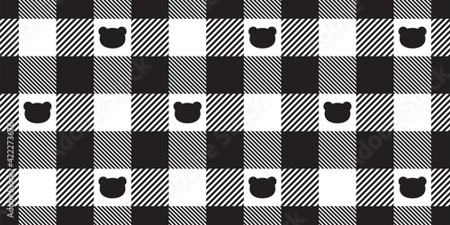 bear seamless pattern polar bear checked tartan plaid vector cartoon repeat wallpaper tile background scarf isolated illustration doodle design