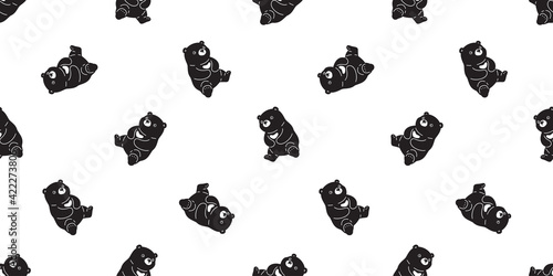 Bear seamless pattern polar bear vector sitting breed scarf isolated cartoon repeat background tile wallpaper illustration black design