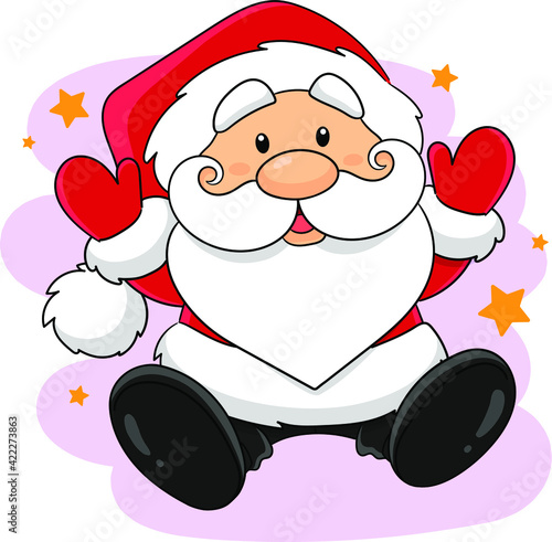 Santa Claus. Christmas and New year cute funny cartoon character Santa Claus in red suit and white beard. Vector illustration. The background can be easily removed. 