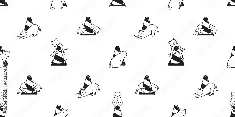 cat seamless pattern kitten calico traffic cone breed vector pet scarf isolated cartoon animal tile wallpaper repeat background illustration doodle design cat seamless pattern kitten calico traffic cone breed vector pet scarf isolated cartoon animal tile wallpaper repeat background illustration doodle design