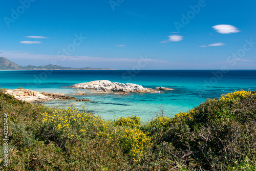crystal clear water and white sand in Scoglio di Peppino beach  Costa rei  Sardinia