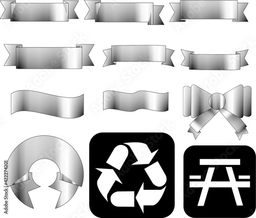 This is useful icon with ribbon and black and white gradian