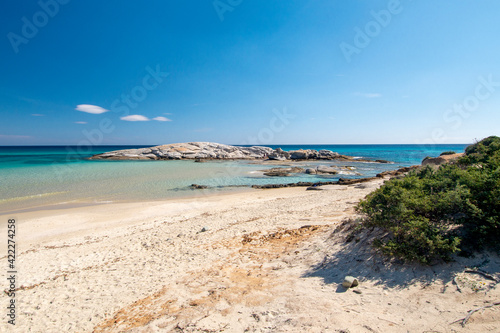 crystal clear water and white sand in Scoglio di Peppino beach  Costa rei  Sardinia