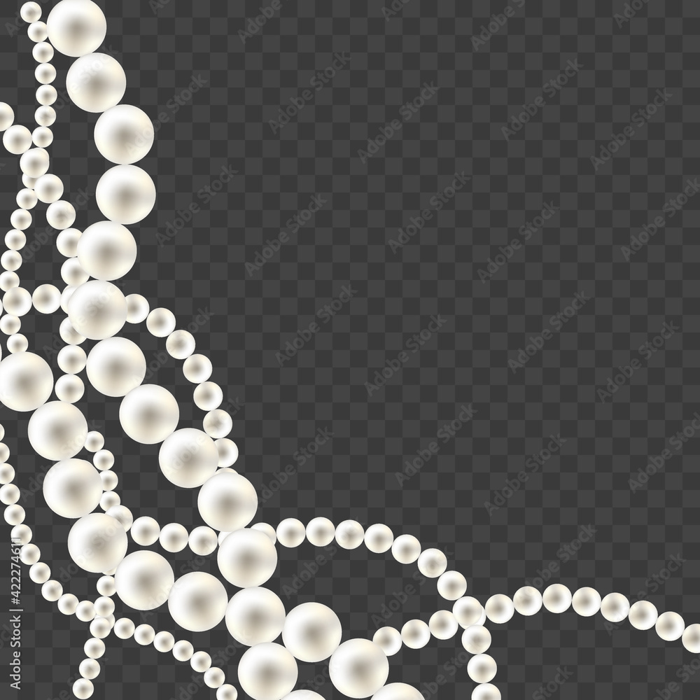 Shiny oyster pearls for luxury accessories. Vector pearl necklace on