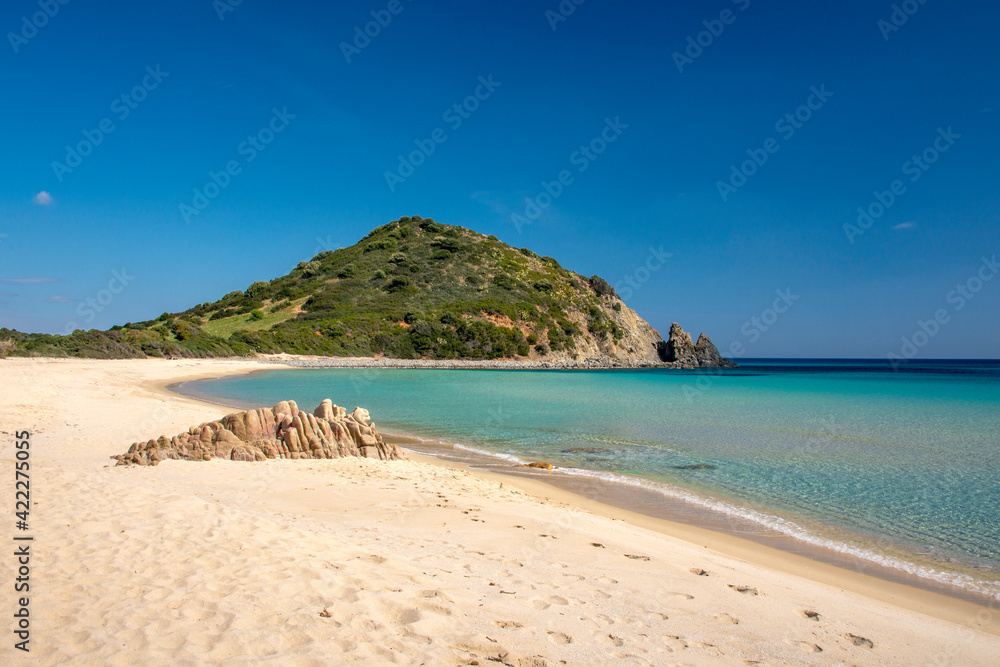 crystal clear water and white sand in Monte Turno beach, Costa rei, Sardinia crystal clear water and white sand in Monte Turno beach, Costa rei, Sardinia
