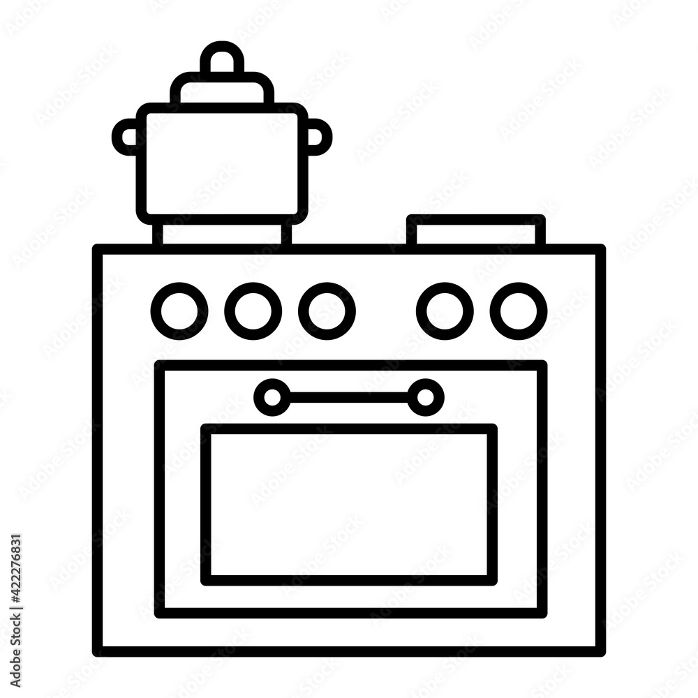 Vector Cooking Stove Outline Icon Design Vector Cooking Stove Outline Icon Design