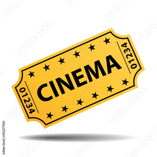Cinema ticket. Admit one entrance concept. Movie industry. Vector icon.