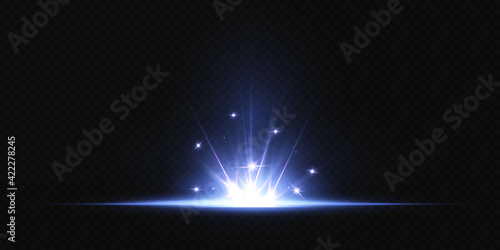 Shining neon stars isolated on black background. Effects, lens flare, shine, explosion, neon light, set. Light star blue png. Light sun blue png. Light flash blue png. vector illustrator.