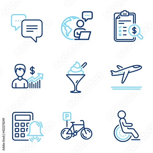 Business icons set. Included icon as Business growth, Disability, Bicycle parking signs. Vector