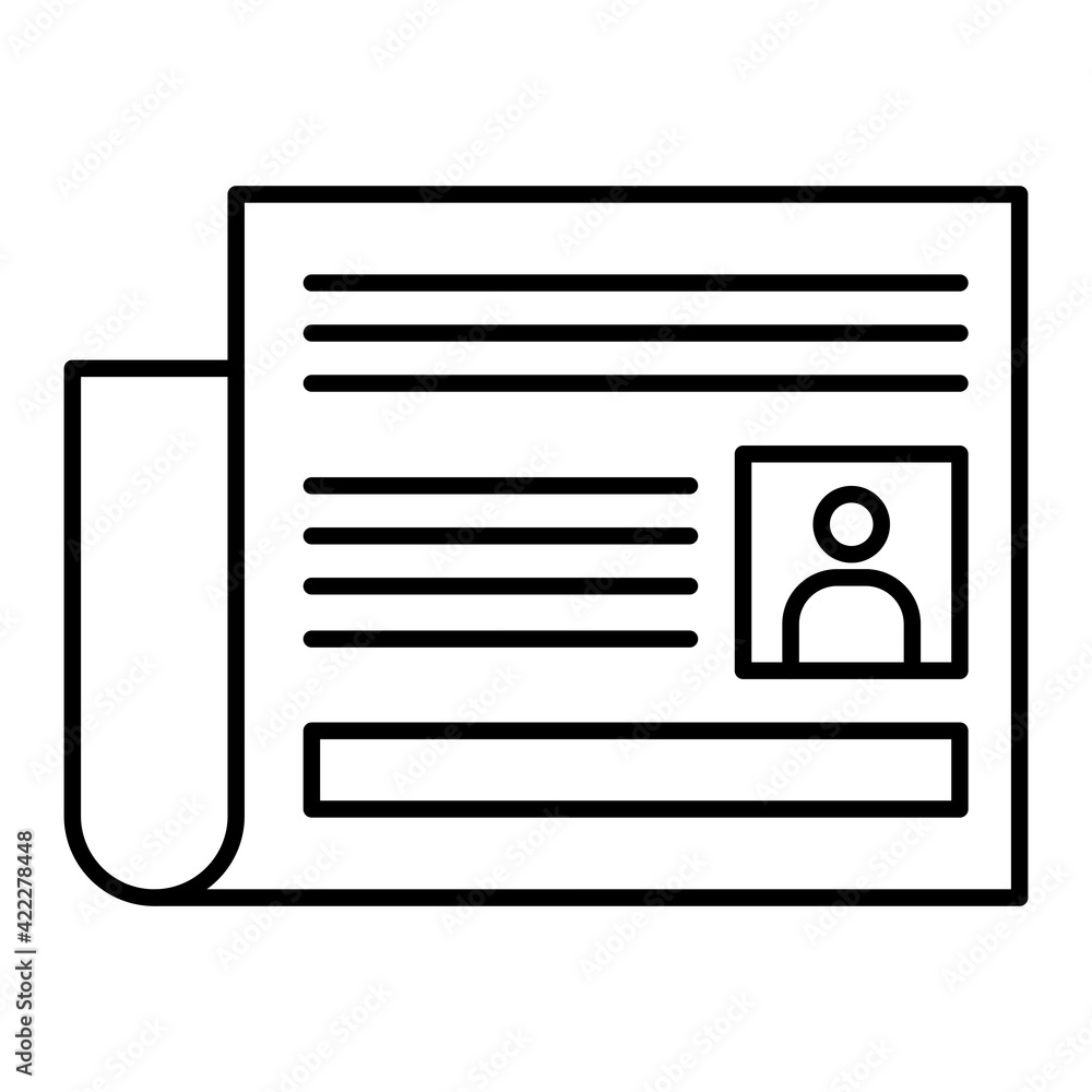 Vector Newspaper Outline Icon Design Vector Newspaper Outline Icon Design