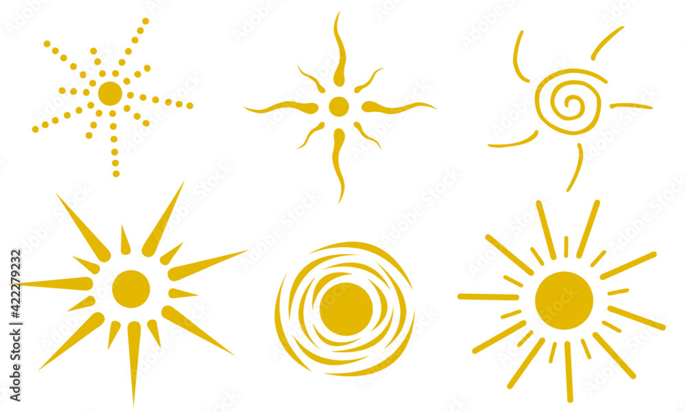set of different yellow suns set of different yellow suns
