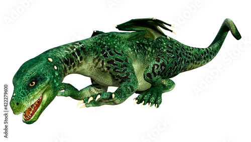 3D Rendering Fairy Tale Dragon on White