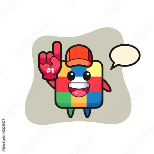 rubik cube illustration cartoon with number 1 fans glove © heriyusuf