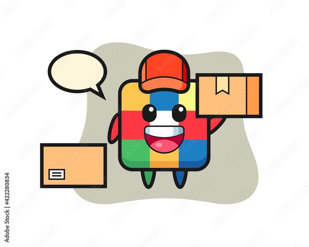 Mascot Illustration of rubik cube as a courier