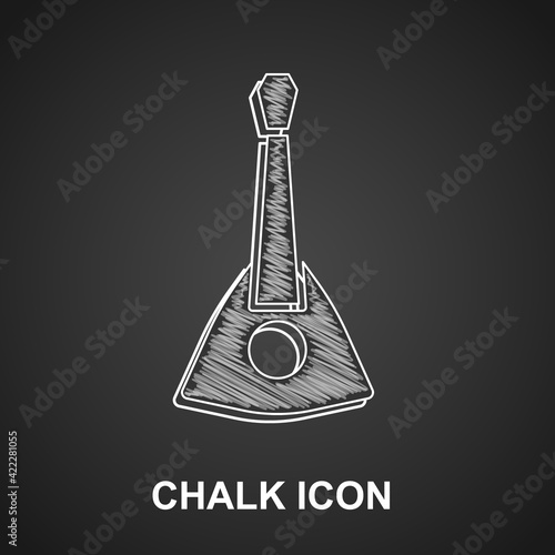 Chalk Musical instrument balalaika icon isolated on black background. Vector