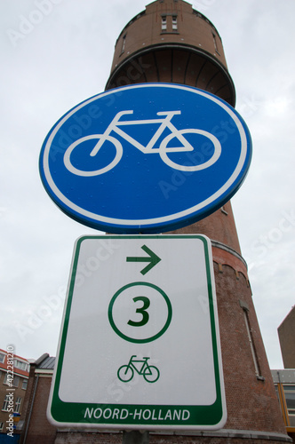 Close Up Street Sign Bicycle Route 3 At Den Helder The Netherlands 23-9-2019