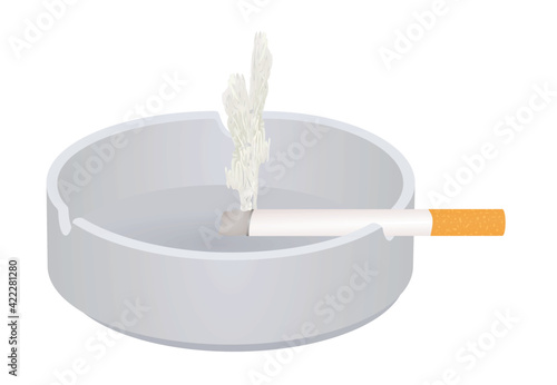 Ashtray and cigarette. vector illustration
