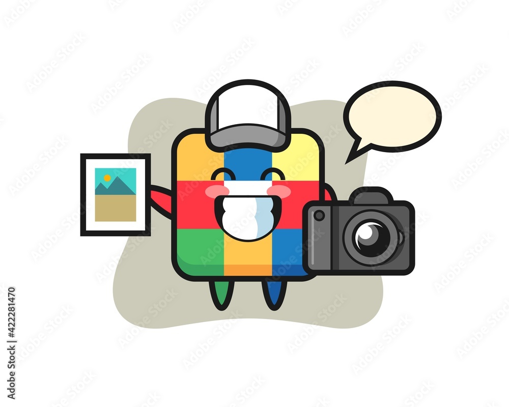 Character Illustration of rubik cube as a photographer
