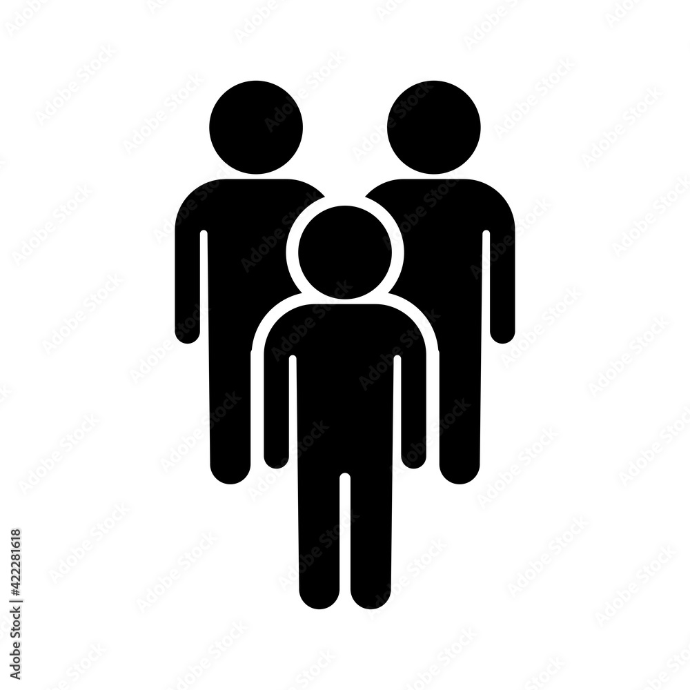Three people icon vector illustration. Group, team symbol. Three people icon vector illustration. Group, team symbol.