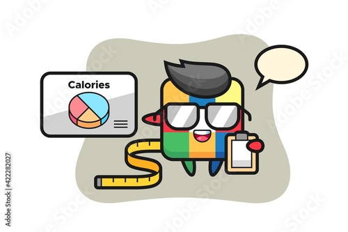 Illustration of rubik cube mascot as a dietitian